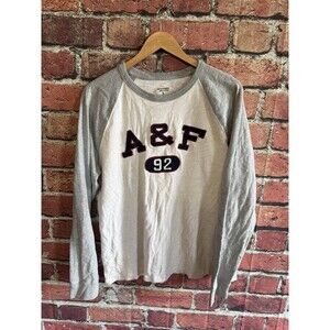 Abercrombie & Fitch Mens Long Sleeve Embroidered Letters Size Large Shirt Y2K